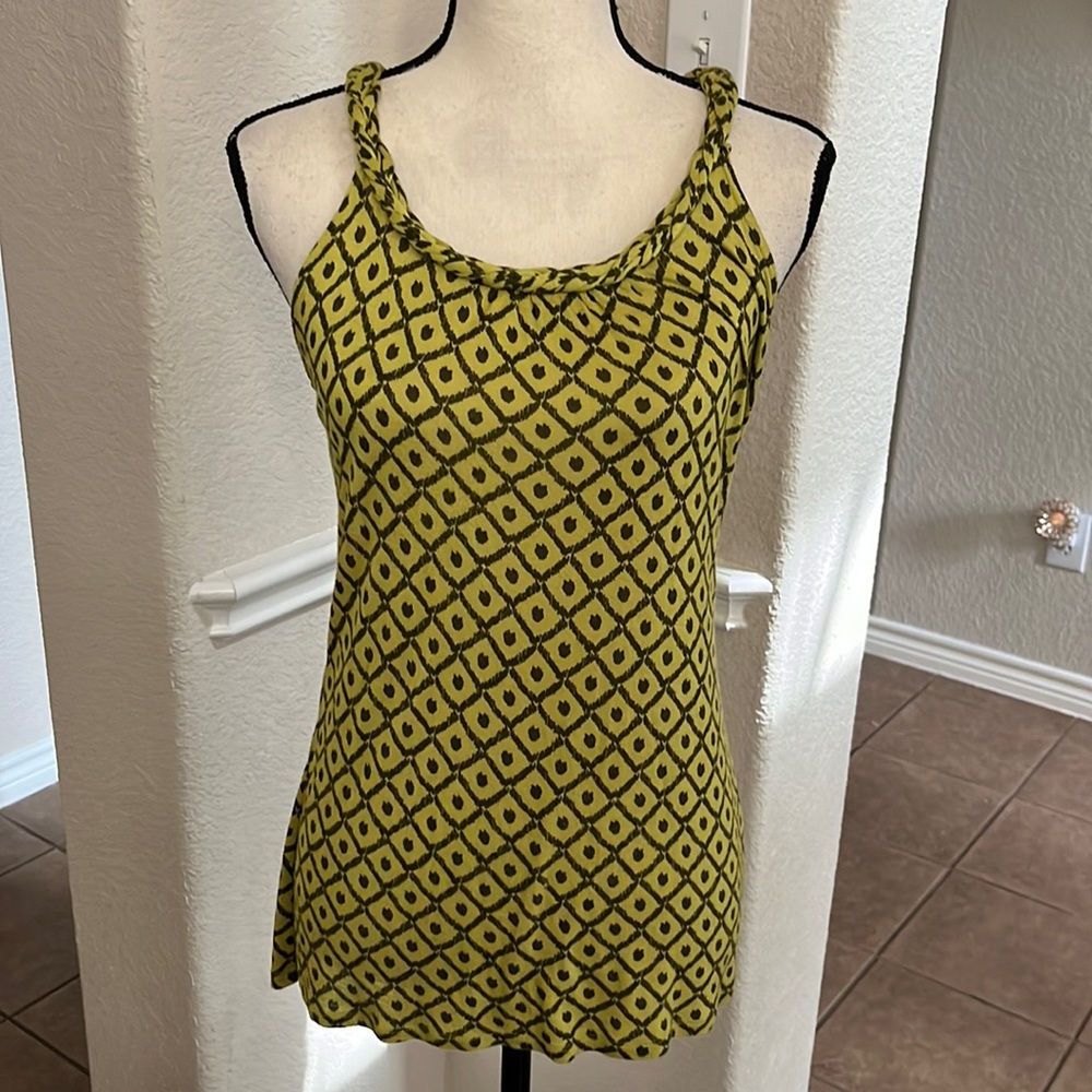 Banana Republic chartreuse green geometric print tank top Size S